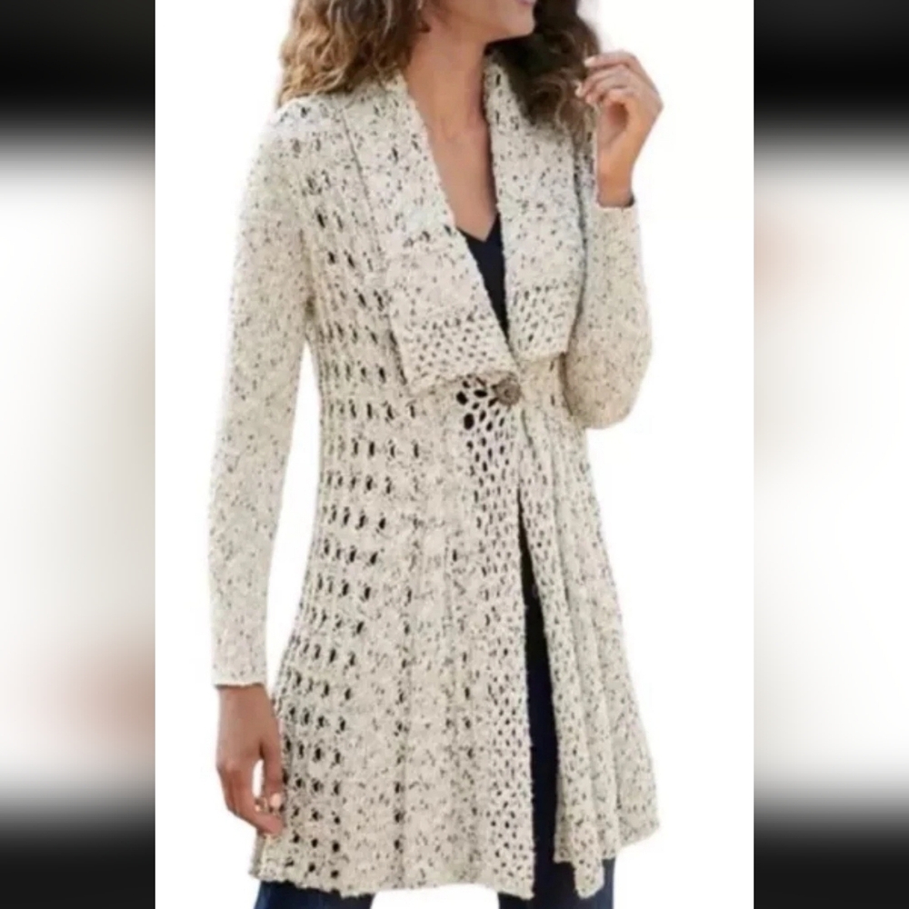Soft Surroundings Cardigan Womens Teressa Duster Crochet Loose Knit 2X